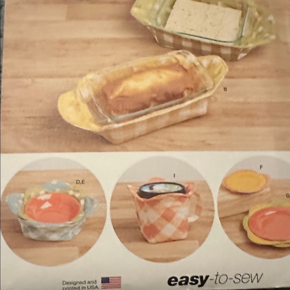 Simplicity Pattern Multi-Color Baking Dish Set New Uncut Factory Folded - Picture 2 of 5
